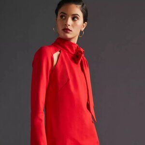 Maeve by Anthropologie Long-Sleeved Red Shift Mini Dress Size XS